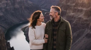 A couple exploring snake river canyon at twin falls, idaho. (Generated with AI)