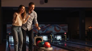 A couple bowling on a date. (Generated with AI)