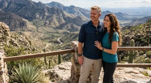 A couple in front of a canyon near catalina highway. (Generated with AI)
