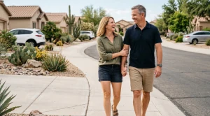 A couple strolling through rita ranch in tucson. (Generated with AI)