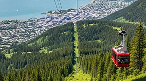 A Tram is going up the mount roberts in junea alaska. (Generated with AI)
