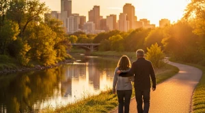 A couple walking cherry creek trail in denver, colorado.  (Generated with AI)