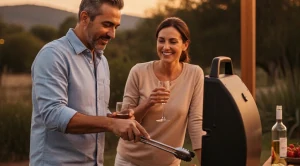A couple enjoying the evening at a neighborhood BBQ. (Generated with AI)