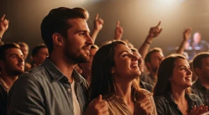 A couple enjoying a live concert at cefcu center in peoria.  (Generated with AI)